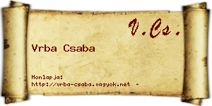Vrba Csaba névjegykártya